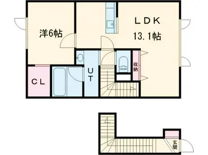 PUMPKIN TOKUDA B(1LDK/2階)の間取り写真