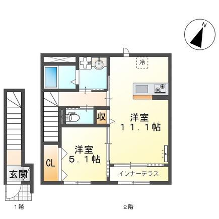 フューチャースカイ須屋(1LDK/2階)の間取り写真