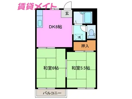 アネックス平津A棟(2DK/2階)の間取り写真