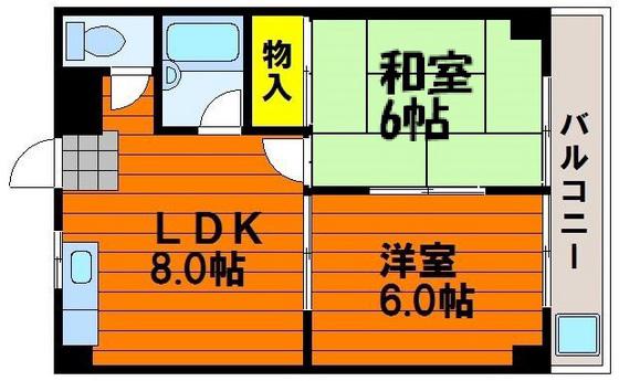 メゾンフルールI(2LDK/2階)の間取り写真
