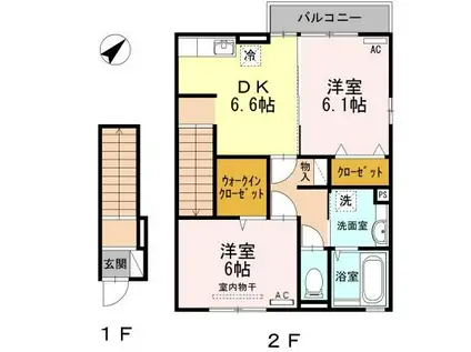 ELEGANCE I(2DK/2階)の間取り写真