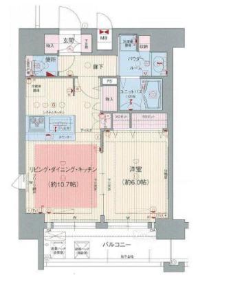 プレサンス三宮ルミネス(1LDK/12階)の間取り写真