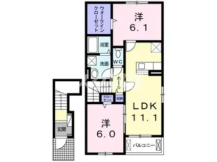 グランツTOWAII(2LDK/2階)の間取り写真