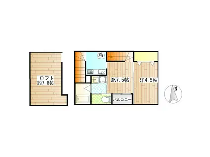 アークテラス荒町(1DK/2階)の間取り写真