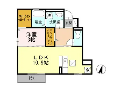 クヴェレ(1LDK/1階)の間取り写真