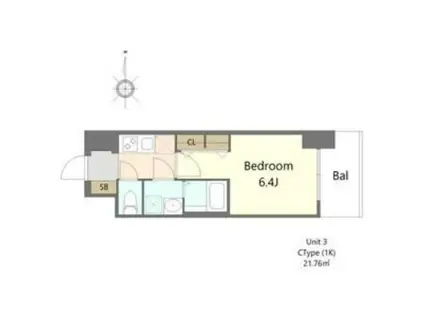 SーRESIDENCE小阪AZURE(1K/14階)の間取り写真