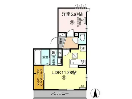 PREMILIFE K2(1LDK/1階)の間取り写真
