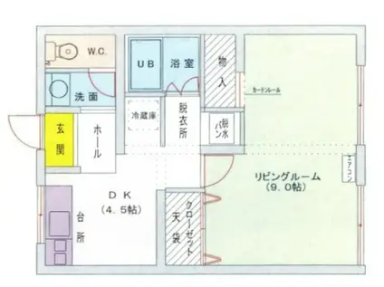 第二石丸ビル(1DK/1階)の間取り写真
