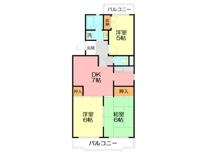 ハイツエントピア(3DK/2階)の間取り写真