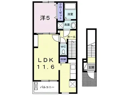 ブリアン II(1LDK/2階)の間取り写真
