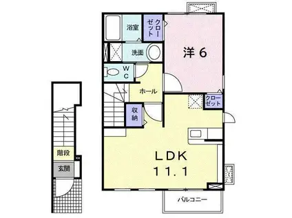 アルカンシェル(1LDK/2階)の間取り写真