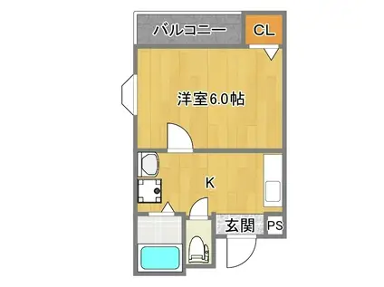 ウエスト・コート(1K/2階)の間取り写真