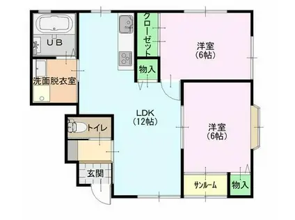 ラ・フランス18番街(2LDK/1階)の間取り写真