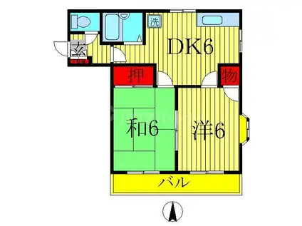 キャッスルイン(2DK/2階)の間取り写真