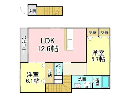 おおぞらII(2LDK/2階)の間取り写真