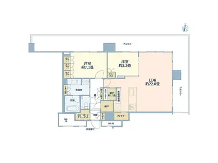 THE TOWER 湘南辻堂(2LDK/22階)の間取り写真