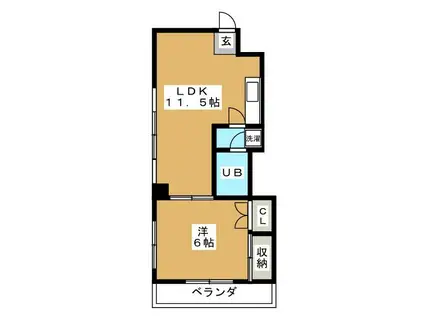 晃立ビル(1LDK/3階)の間取り写真