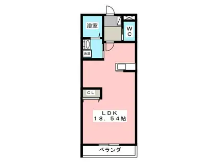 ル・リオン山手(ワンルーム/1階)の間取り写真