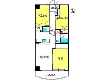 ヒルズ六本木弐番館(3LDK/1階)の間取り写真