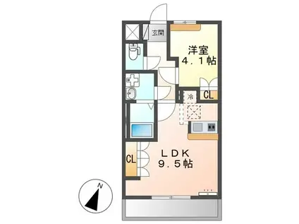 エクセレントビレッジII(1LDK/1階)の間取り写真