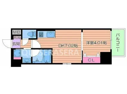 アーバネックス京橋プライマリーワン(1DK/4階)の間取り写真