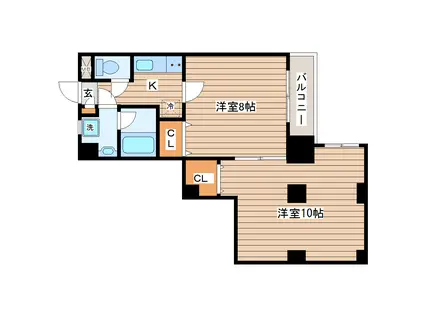 チュアリヒルズI(2K/4階)の間取り写真