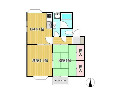 グランドメゾン 1号館(2DK/2階)の間取り写真