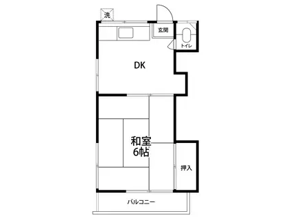 都荘(1DK/2階)の間取り写真