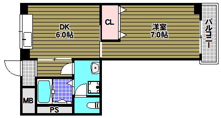 ファーストパレス(1DK/2階)の間取り写真