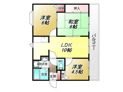 ウエストリバーII(3LDK/3階)の間取り写真