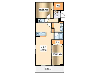 ルシエ ティーエス2(2LDK/2階)の間取り写真