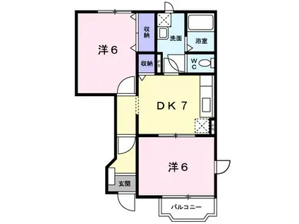カーサすみれ野(2DK/1階)の間取り写真