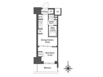 コンフォリア東新宿(1DK/3階)の間取り写真