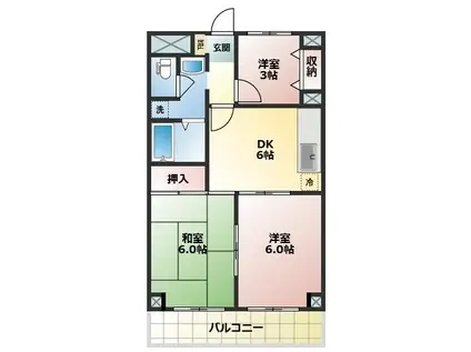 グレースハイツ(2SDK/5階)の間取り写真