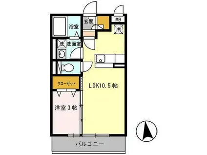 グリーンコート(1LDK/3階)の間取り写真