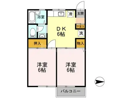 コスモクレールIII(2DK/1階)の間取り写真