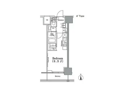 パークハビオ飯田橋(ワンルーム/4階)の間取り写真