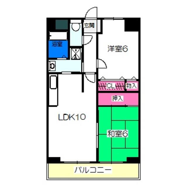 七道駅前マンション(2LDK/8階)の間取り写真