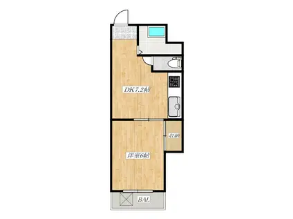 マンション並木(1DK/3階)の間取り写真