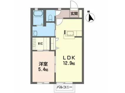 シャーメゾンシュエットA(1LDK/2階)の間取り写真
