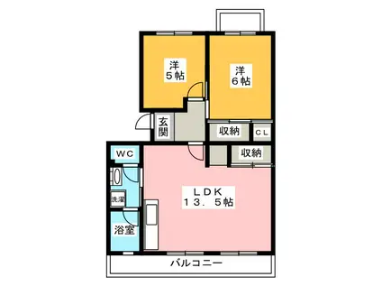 ドゥ・シャトー・ブラン一番館(2LDK/1階)の間取り写真