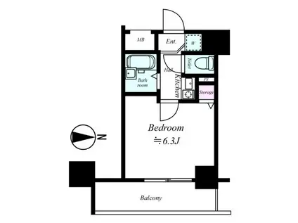 ディナスティー清水谷II(1K/10階)の間取り写真