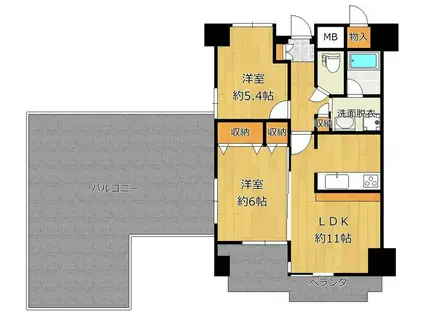 ロワールマンション室見川(2LDK/4階)の間取り写真