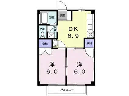 ヌーベルメゾン(2DK/2階)の間取り写真