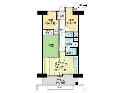ライオンズマンション山手町(3LDK/1階)の間取り写真