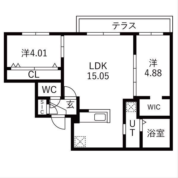 RD GRACE新札幌 (2LDK/1階)の間取り写真