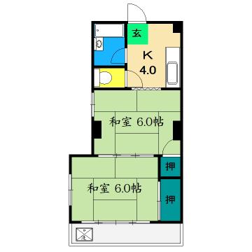 FKマンション(2K/3階)の間取り写真