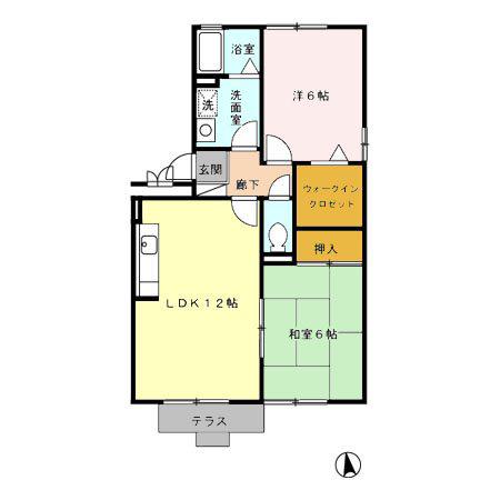 サクセス岩崎台 C棟(2LDK/1階)の間取り写真
