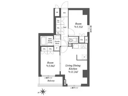 ブランシエスタ荻窪(2LDK/3階)の間取り写真