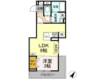 ディーレジデンス多治米東N(1LDK/2階)の間取り写真